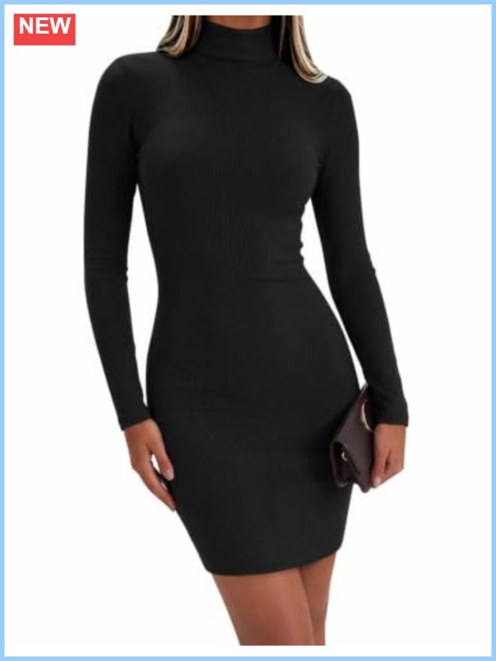Zeagoo Womens Sweater Dress Long Sleeve Turtleneck Ribbed Mini Dress